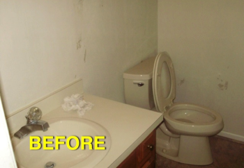  Complete home remodeling jobs usually include full bathroom remodeling work that looks like this before Bob starts... 